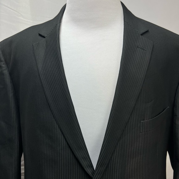Men's Blair Underwood Black Tonal Stripe 2-Button 50R Blazer 46x27 Pants Suit - Picture 2 of 10